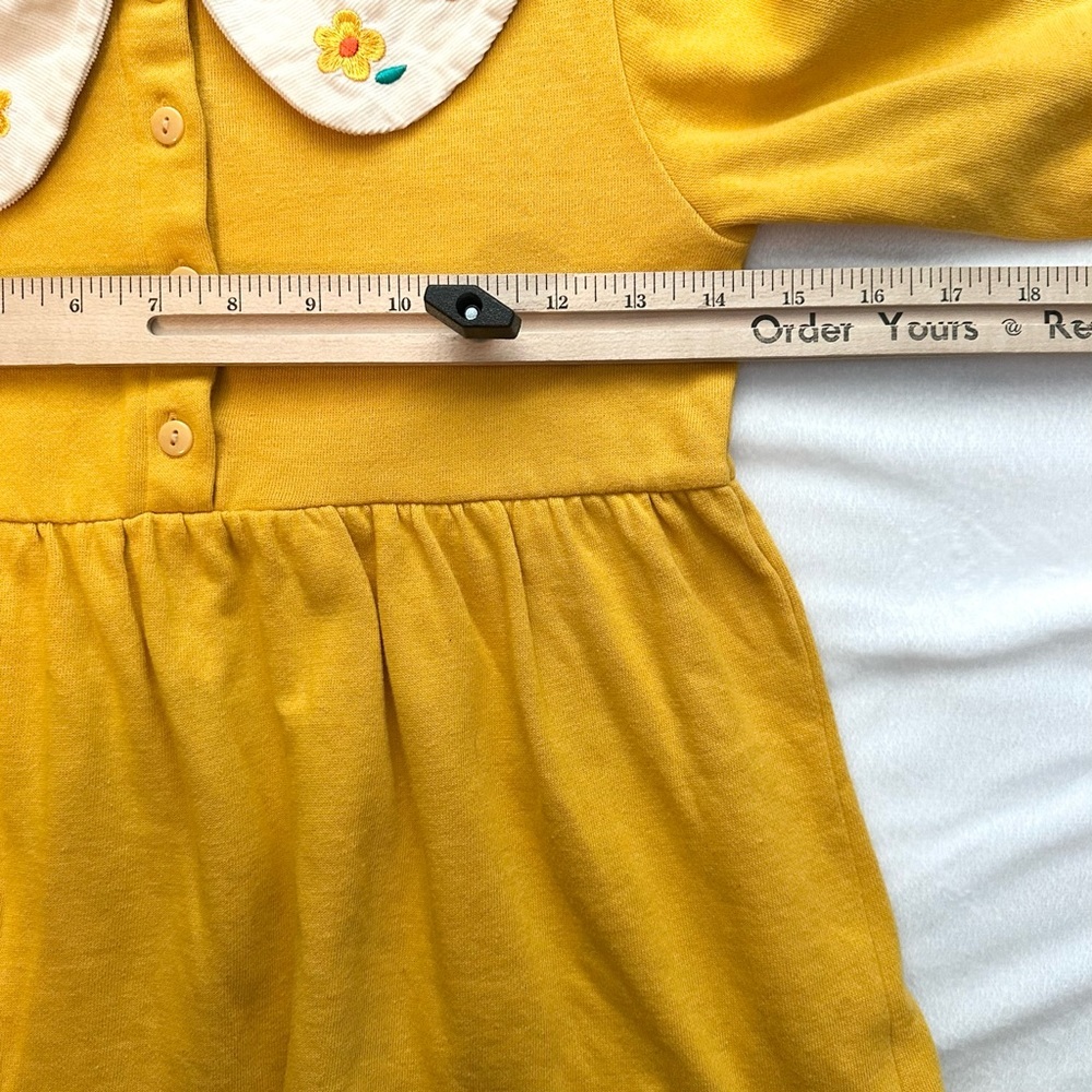 Boutique Lilipurri Babydoll Long Sleeve Dress 7-8 Girls Yellow Flower Collar - Picture 5 of 8